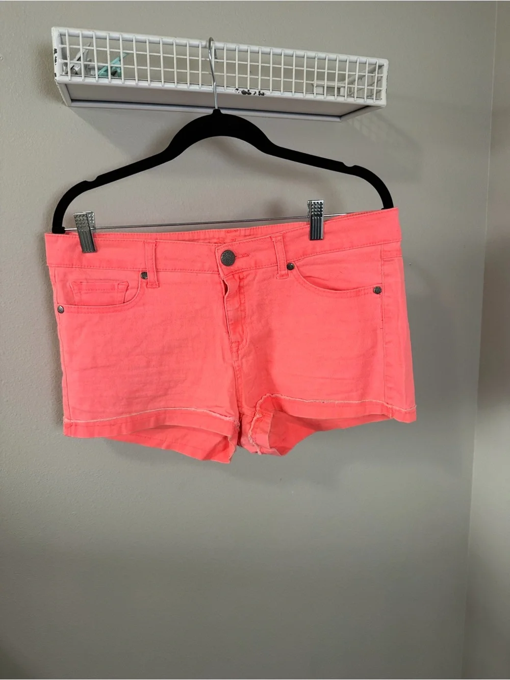 Reign Coral Pink Denim Short Shorts